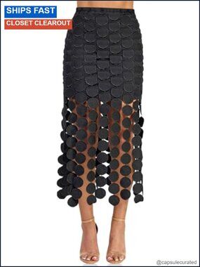 High Waist Hollow Out Fringe Maxi Skirt Boho Summer